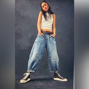 FREE PEOPLE We The Free Good Luck Mid Rise Barrel Leg Jeans NWOT
